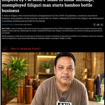 Inspired by PM Modiâs 'Make in India' message, unemployed Siliguri man starts bamboo bottle business