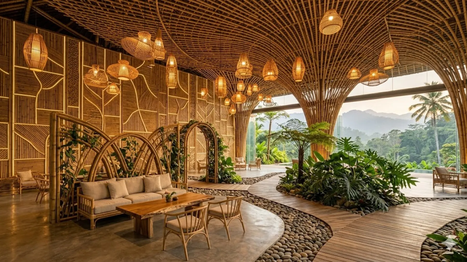 Artistic Bamboo Installations & Signature Design Features